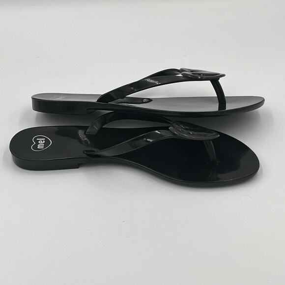 Melissa Mel Women's Black Heart Flip Flops Sandals sz 6 US 37 EUR - Picture 5 of 8